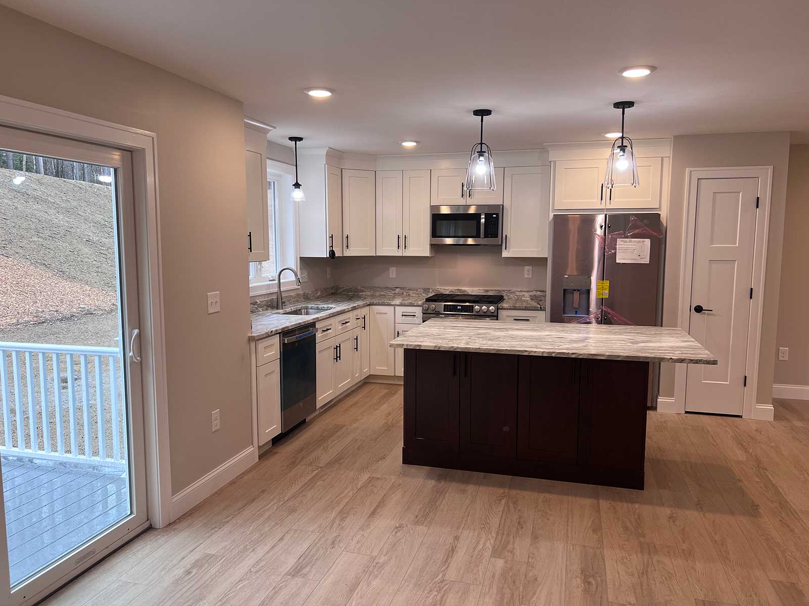 Kitchen with sliding glass doors